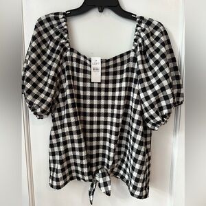 Loft gingham front tie top